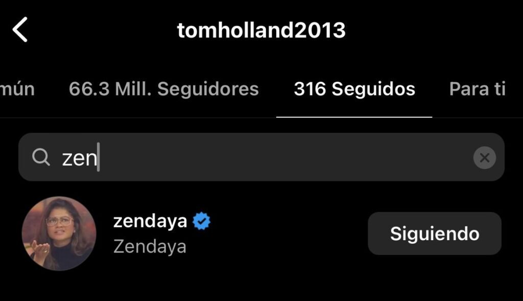Tom Holland todavía sigue a Zendaya en Instagram