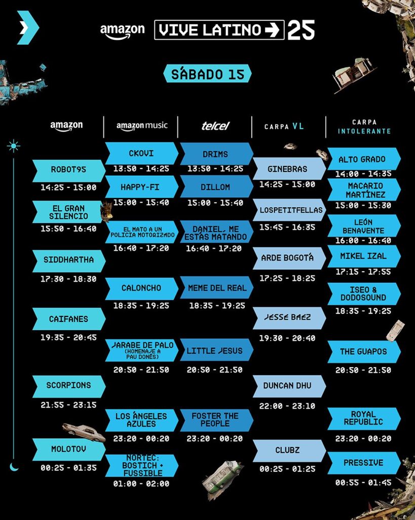 Horarios Vive Latino Día Sábado