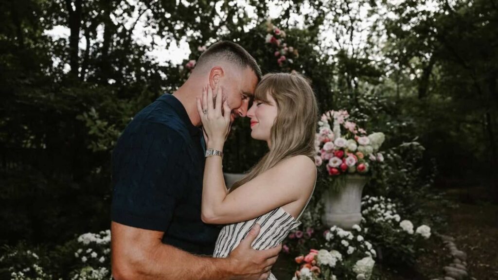 Pedida de matrimonio de Taylor Swift en un jardín