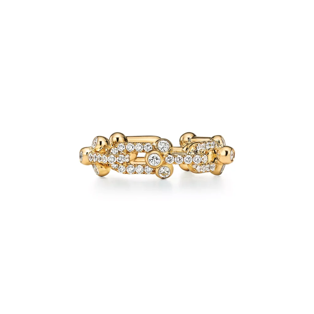 Anillo Tiffany HardWear en oro amarillo con pavé de diamantes